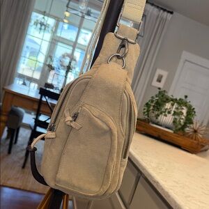 Free People 'Hudson' Tan Suede Crossbody Sling Bag